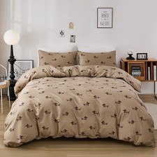 100 Cotton Duvet Cover Set Queen Size Ultra Soft Kawaii Cute Brown Dachshund...