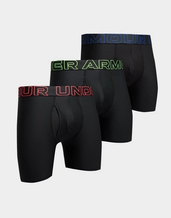 Under Armour 3 Pack 6" Performance Boxerjock Three Boxer Briefs Black Green Blue - Image 2 of 3