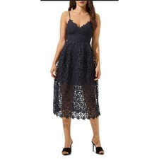 ASTR the Label Lace Illusion Midi Dress in Black Size Large