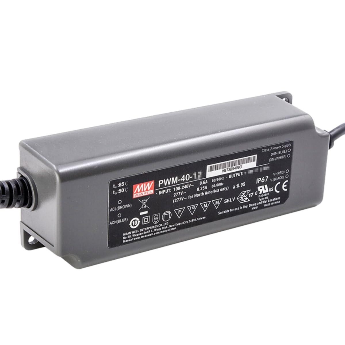 Alimentation LED Mean Well PWM-40-12 transformateur 12V variateur 40W