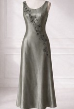 David's Bridal Bridesmaid Green-Gray Silver Dress Size 6 Cocktail Party 