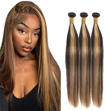 P4/27 Highlight Blonde Brazilian Human Hair 3 Bundle 30 32 34 Inch Virgin Remy