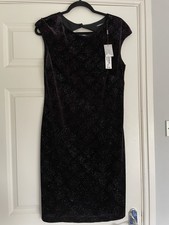 Ladies Roman Size 14 Purple And Black Sparkly Sleeveless Dress BNWT