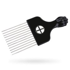 LEADUWAY Hair Pick, Comb, Metal Pick 1 Count (Pack of 1), Black