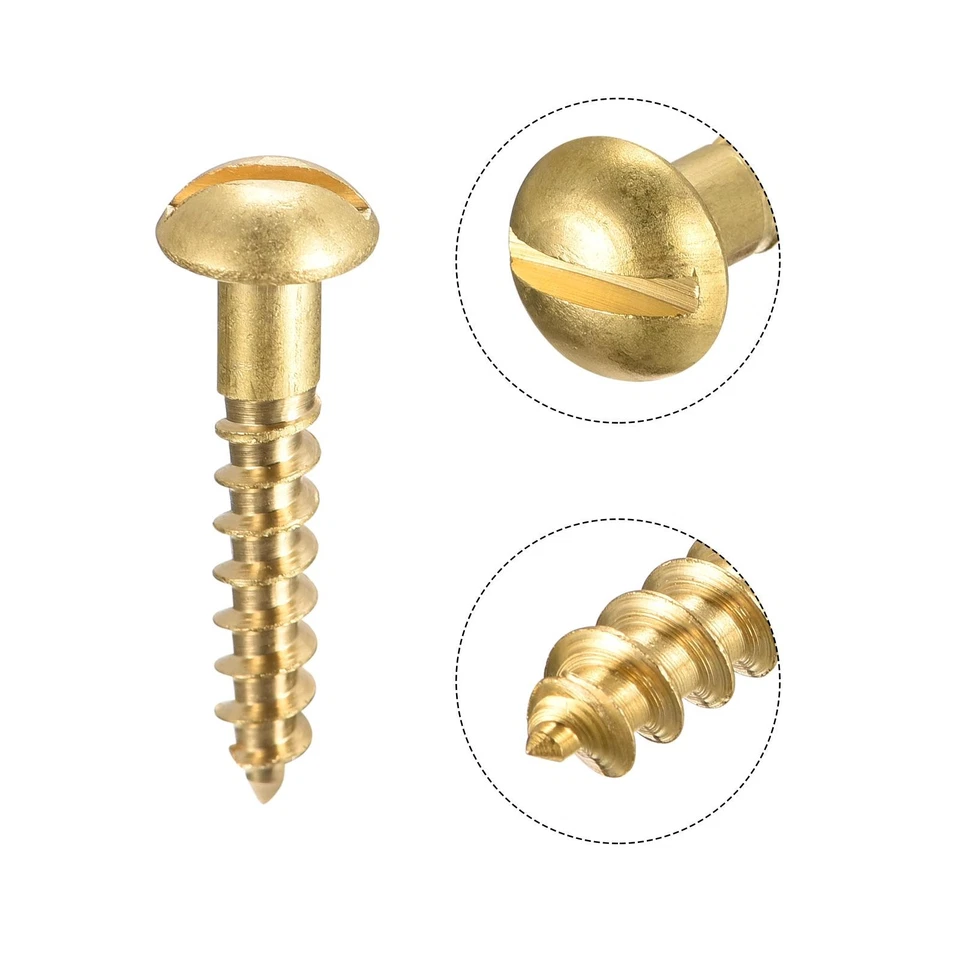 Legno Viti M4 x 20mm Intaglio Rotondo Testa Ottone Autofilettante Vite 50  pz - Bild 4 von 4