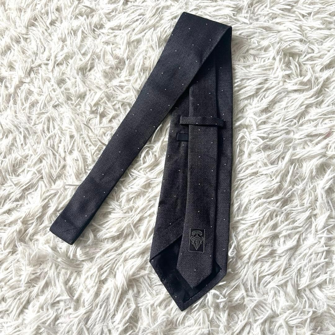 Gucci Necktie Tie 100% Silk Black Silver Polka Dot G 3.7 inches From Japan thumbnail 11