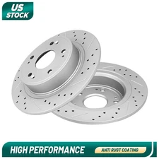 For 2005-17 Honda Accord Civic Acura Ilx Tsx Rear Drilled Disc Brake Rotors Set