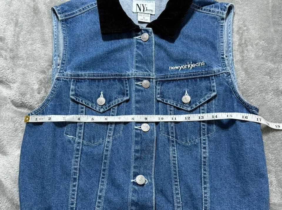 Chaleco vaquero vintage de los 90 NY Jeans para mujer S lavado medio grunge minimalista años 80 Foto 4 de 4