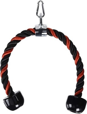 Universal Tricep Rope Pull Down - 28 Inch Heavy Duty Nylon Rope, Black Red 