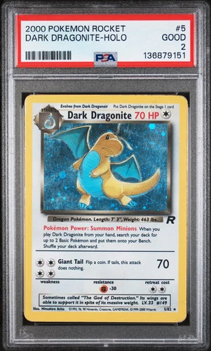2000 Pokemon Rocket Dark Dragonite Holo Holo Team Rocket PSA 2 #5