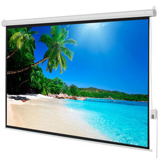 100" 4:3 Motorized Projector Screen with Remote, Matte White