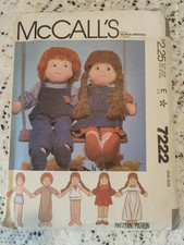 McCall's 7222 Doll Clothes 1980 Uncut Patterns 22" doll overalls nightshirt