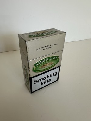 Amber Leaf Silber leer Tabak Zigarettenetui Dose Klappdeckel Klasse B+