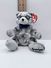 Ty Grandfather 2004 Fathers Day Gray Beanie Baby Bear With Grandfather On Foot