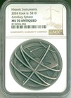 2024 Cook Is. S$10 Historic Instruments Armillary Sphere 2 Oz NGC MS70 Antiqued — photo 1