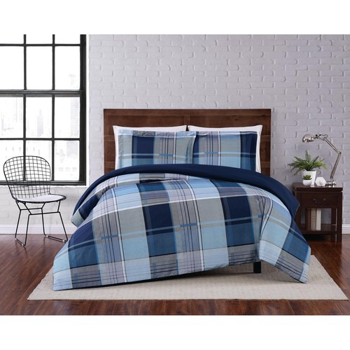 Trey Plaid Multi Polyester 2-Piece Twin XL Duvet Set, Plaid Themed, for Men a...