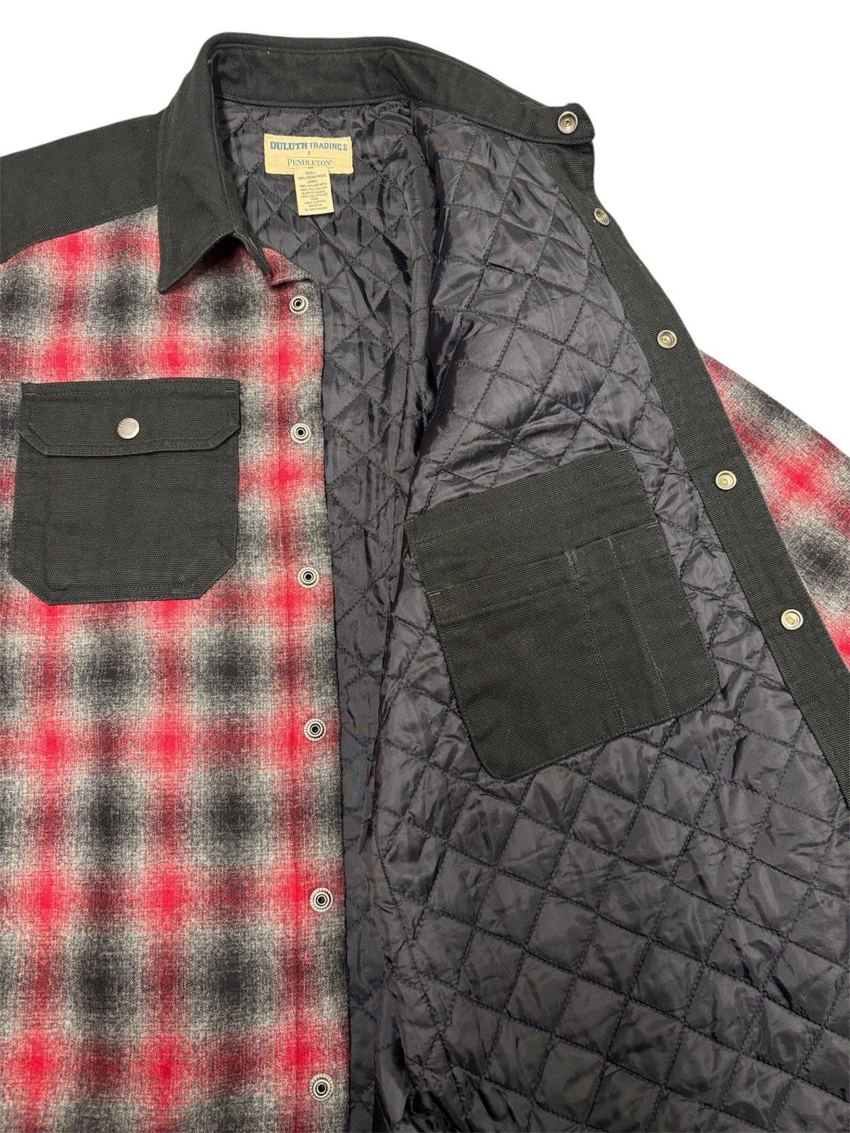 Rare Pendleton X Duluth Trading Co Medium Men’s Wool Jacket Plaid Red And Black image 2