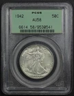 1942 Walking Liberty Silver Half Dollar 50C OGH Old Green Holder PCGS AU 58