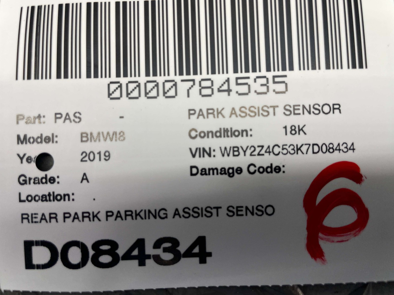 BMW i8 2014-2020 Rear Parking sensor Black