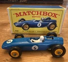 1965 Matchbox Lesney No. 52 BRM Racing Car Blue “5” Decals Original Box