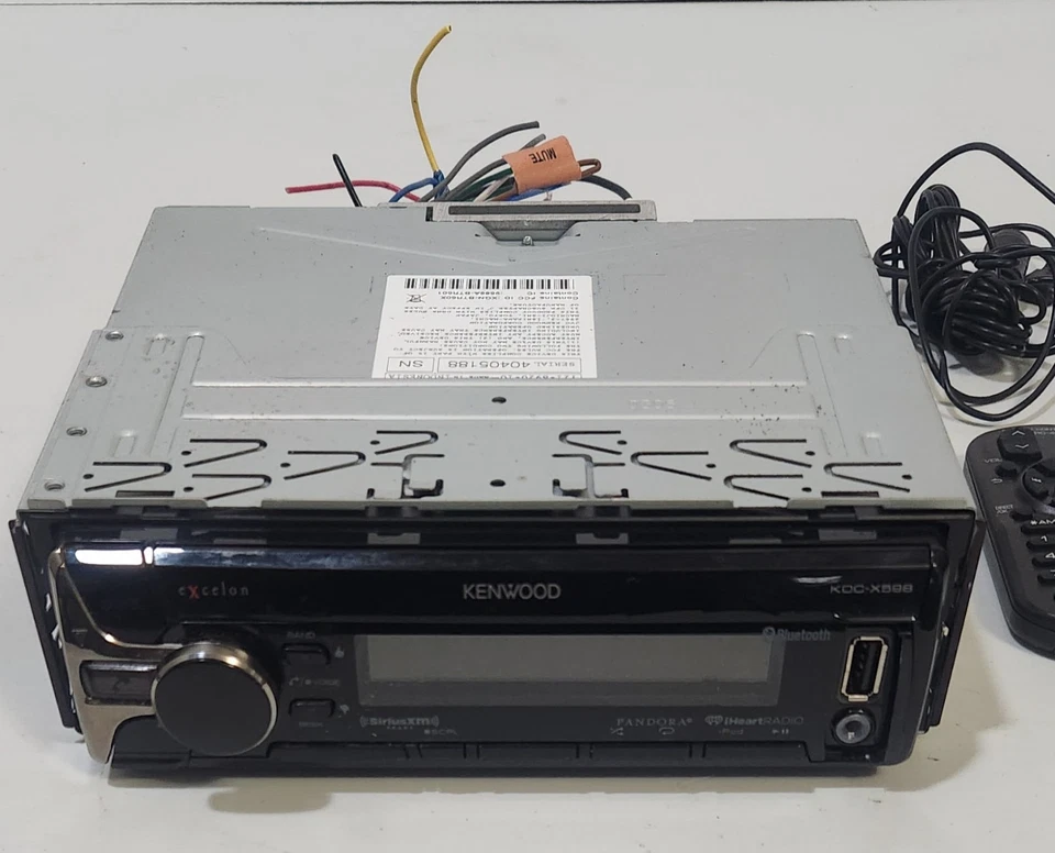 Kenwood Excelon KDC-X598 CD Bluetooth w/ Mounting Bracket Mic and Remote TESTED - Image 2 of 4