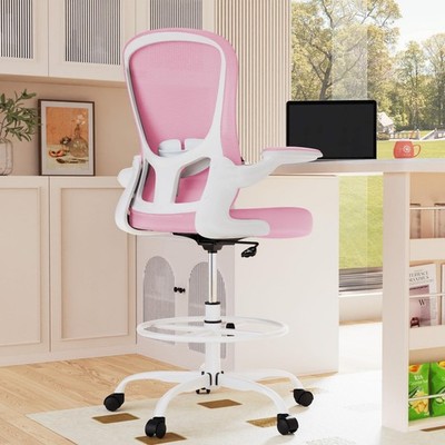 Drafting Chair, Tall Office Chair with Flip-up Armrests Executive Ergonomic C...