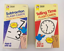 Vintage Subtraction and Telling Time Flash Cards by Trend Enterprises 1985