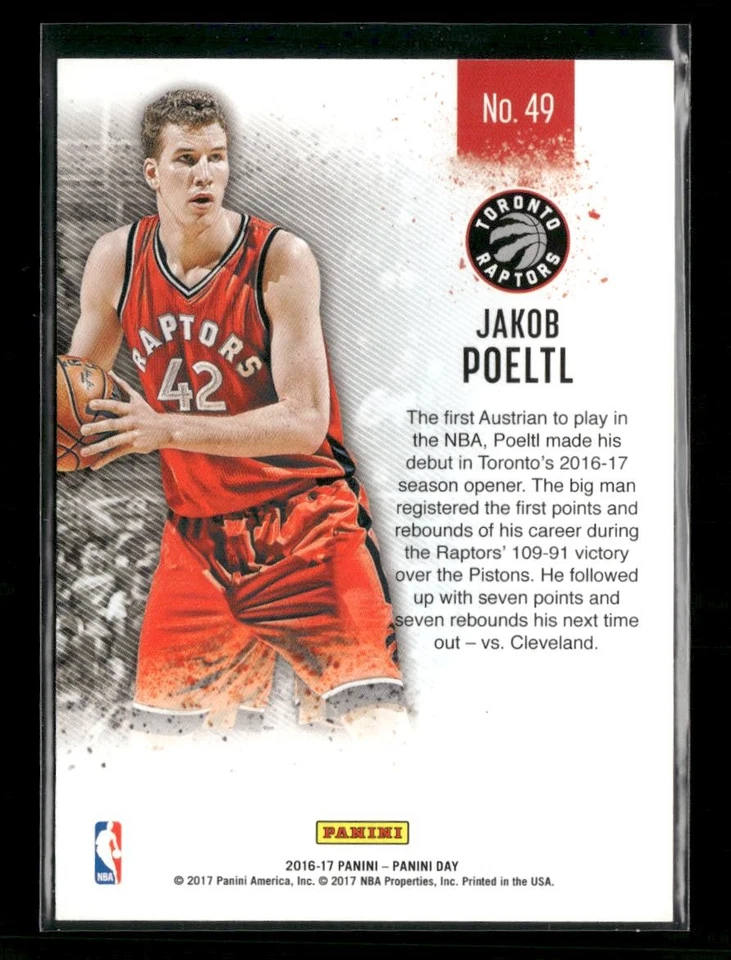 2016-17 Panini Day #49 Jakob Poeltl #/699 RC - Image 2 of 2