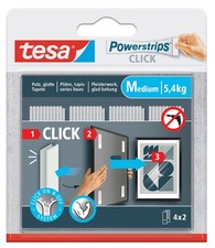tesa Powerstrips CLICK Klettstreifen MEDIUM weiß 4 x 2 Strips