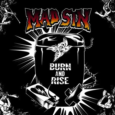 LP Mad Sin Burn And Rise NUMBERED, YELLOW WITH RED STRIPES VINYL NEAR MINT