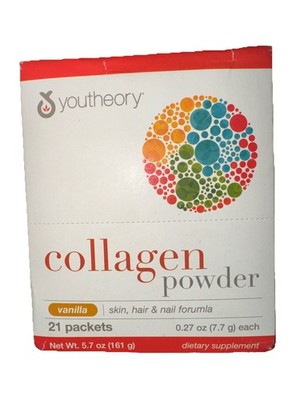 Youtheory Collagen Powder with Vitamin C & Biotin, Vanilla, 21 Packets