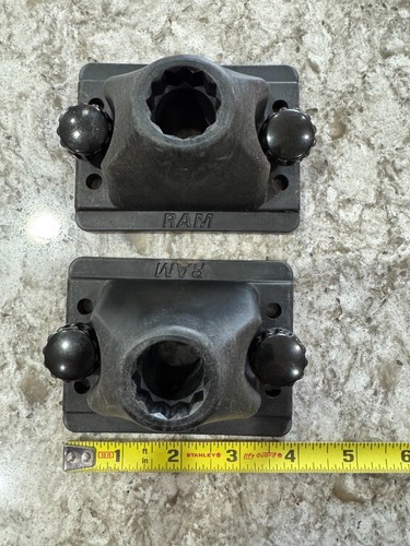 (2) RAM Mount Track Bases RAM-114DTMU for RAM rod holders. Used. FREE SHIPPING!!
