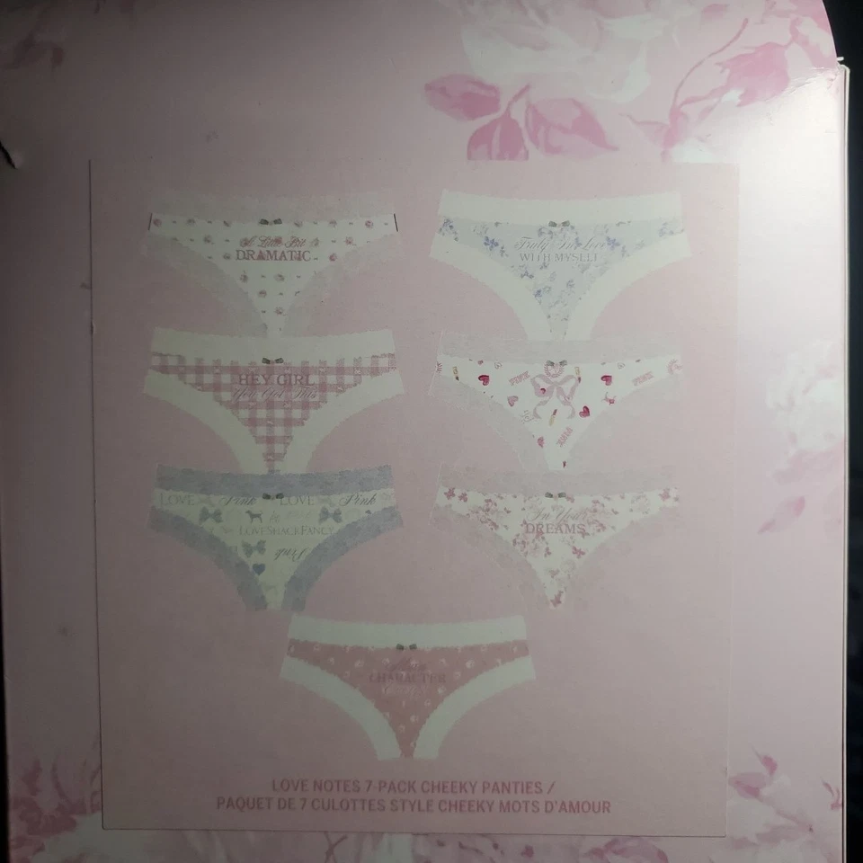 Paquete de 7 bragas descaradas ROSA × LoveShackFancy Love Notes - Edición limitada Foto 4 de 4