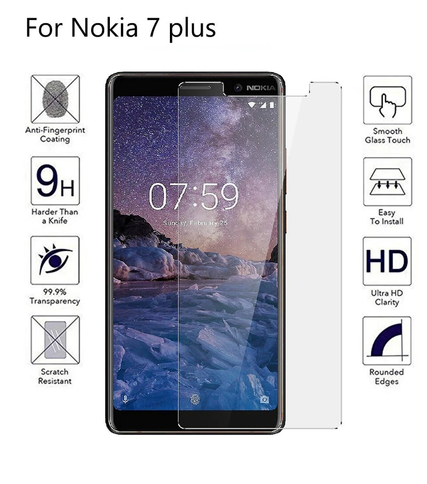 For Nokia 7 Plus (2018) Tempered Glass Mobile Phone Screen Protector - Image 2 of 3