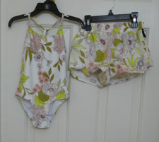 NWT Girls Volcom Floral 1pc Swimsuit With Matching Shorts sz 3t