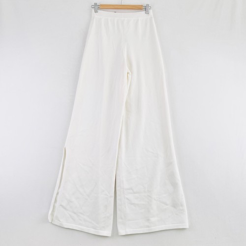 Camilla and Marc Luna Knit Pants Womens S White High Waist Wide Leg Slit Hem New - Picture 2 of 12