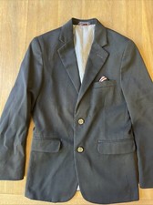 Tommy Hilfiger Boys 10 Navy Blazer 2 Button, Pocket Square, Lined