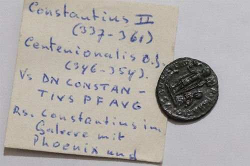 🧭 🇮🇹 ANCIENT ROMAN Constantius II GALLEY & PHOENIX (346-354AD) B79 #2413 - Picture 1 of 4