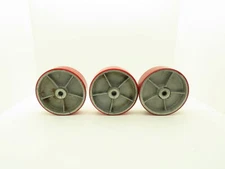 Caster Wheel 10" x 3" Red Poly Metal 3/4" Bore Lot of 3