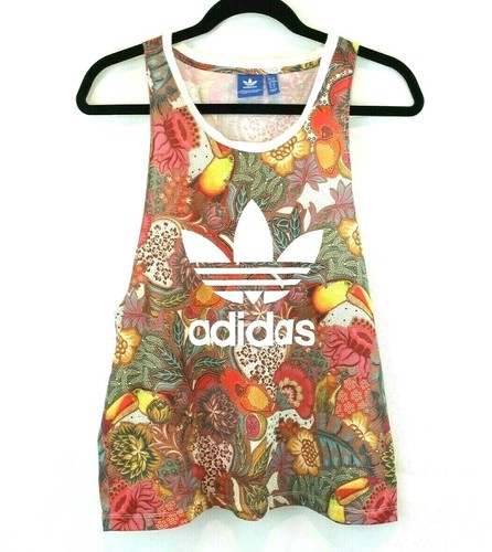 Adidas Women Multi Color Paisley Floral Tank Top Racerback Size M