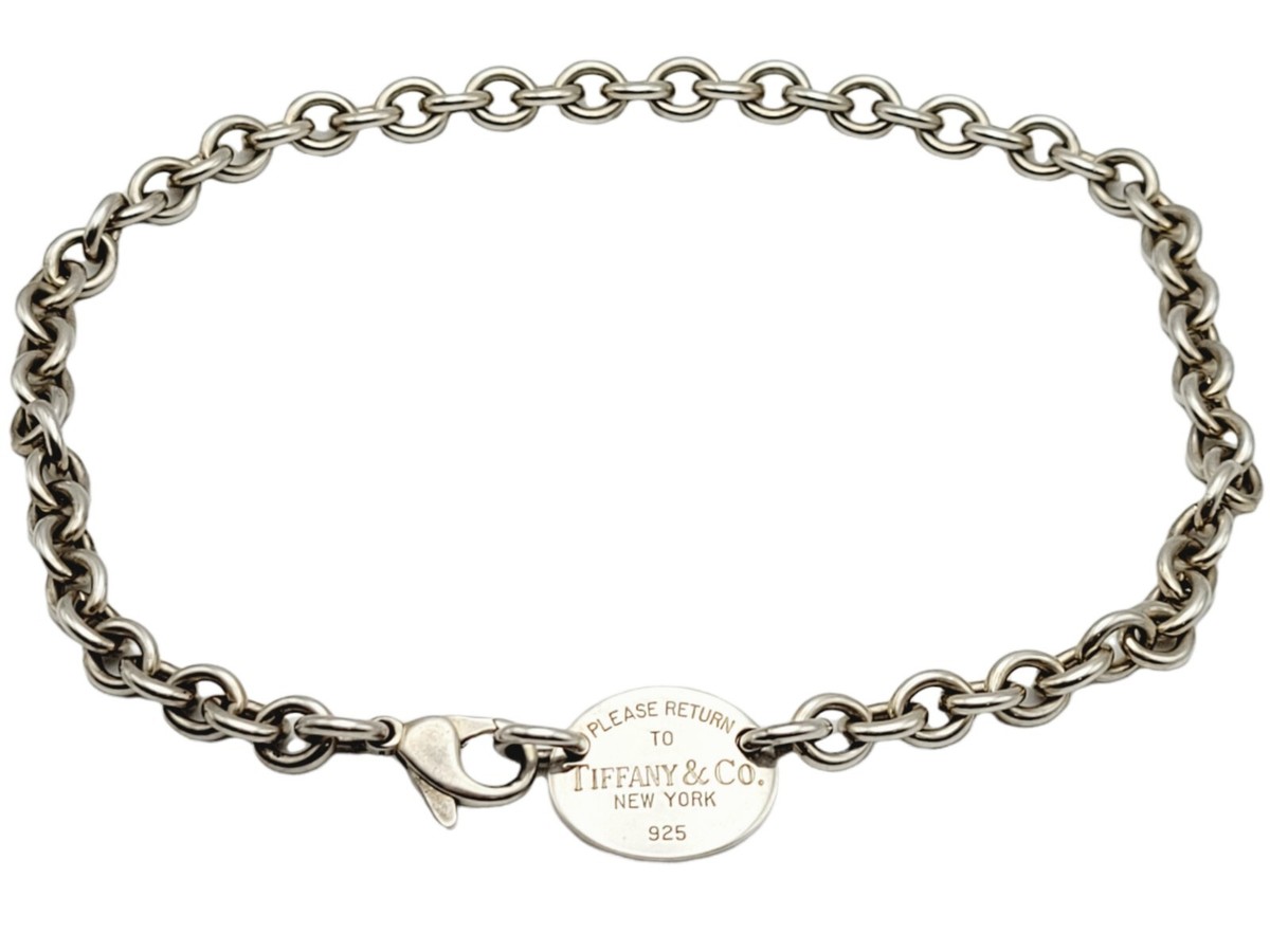 Tiffany & Co. Necklace Sterling Silver Oval Tag Return To Tiffany