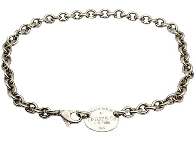 Tiffany & Co. Necklace Sterling Silver Oval Tag Return To Tiffany