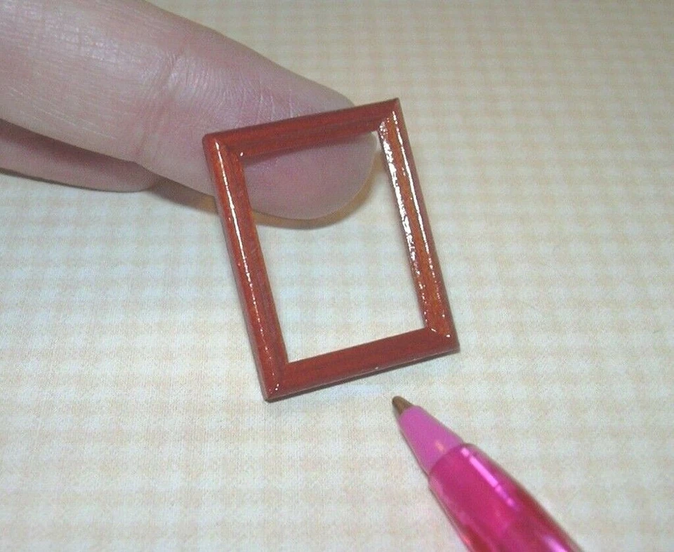 Miniature WOOD Frame #1, MAHOGANY, 7/8" x 1 1/8": DOLLHOUSE 1:12 (1:24) - Image 1 of 1