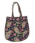 Vera Bradley Classic Tote Petal Paisley Navy Colorful Shoulder Bag