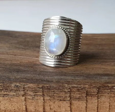 STUNNING Moonstone Handmade Ring Solid 925 Sterling Silver Wide Ring For Women