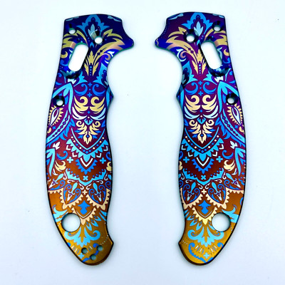 Spyderco Manix 2 Scales ~ Fall Paisley Ano pattern Titanium for C101GP2