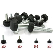M5 M6 Black/Red Hand Grip Knob Bolt Thumbscrew Plastic Round Knurled Thumb Screw