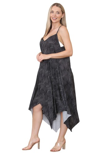 Women's Italian Elephant Print Strappy Hanky Hem V Neck Sleeveless Dress Summer - Picture 27 of 112