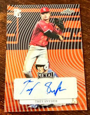TREY SNYDER 2023 LEAF METAL PG PRISMATIC ORANGE AUTOGRAPH # 4/5 N.Y. METS