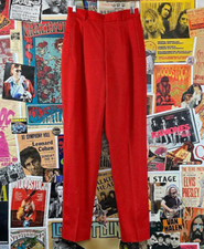 Vtg 90s Red White Pinstripe High Rise Wool Trouser Pants 28x32 Women Menswear